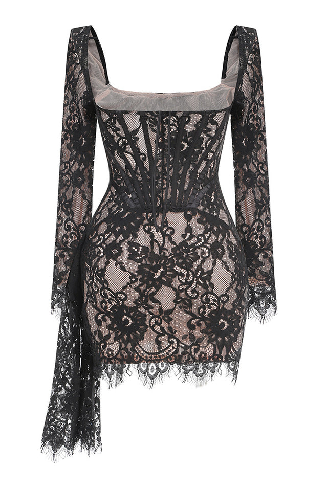 Sweetheart Long Sleeve Lace Mini Dress | Dress In Beauty