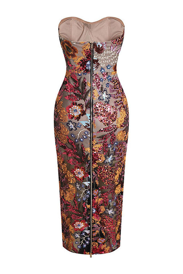 Kamames Strapless Floral Sequined Maxi Dress | Dress In Beauty