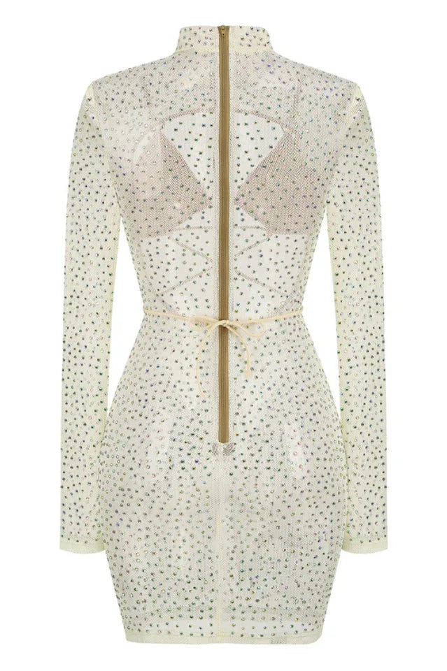 Long sleeve embellished sheath dress - View 8 | WEUXS