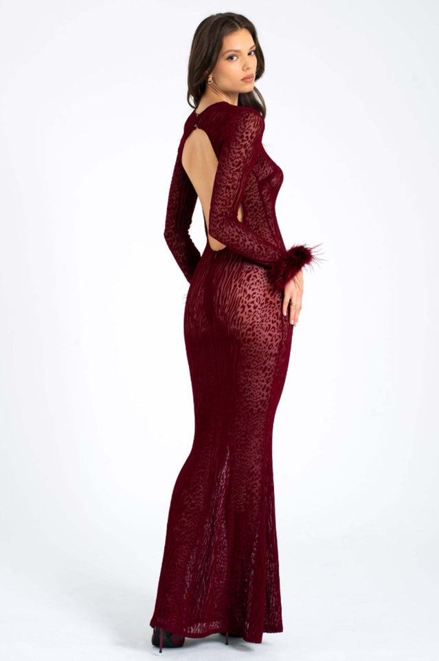 Patricia Leopard Burnout Velvet Backless Dress | Dress In Beauty