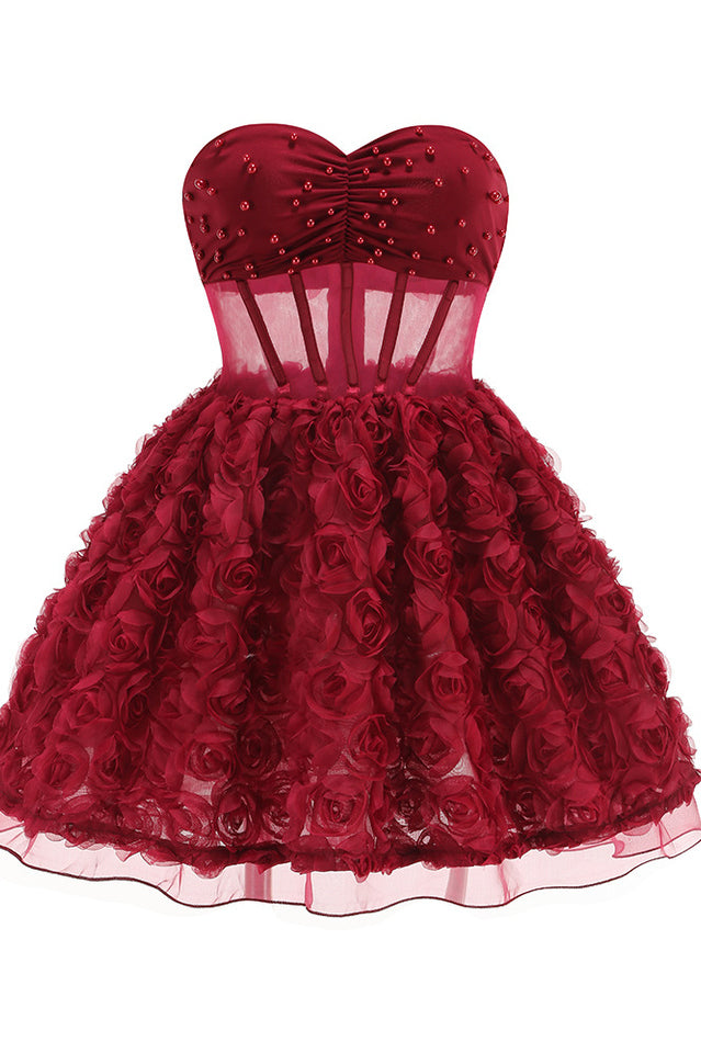 Strapless Corset Floral A Line Dress | Dress In Beauty