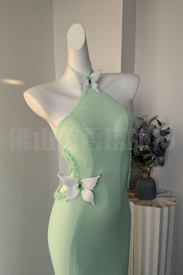 Butterfly Slip Halterneck Dress | Dress In Beauty