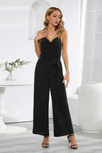 Women's Sleeveless Tie-Waist Wide Leg Jumpsuit - View 11 | WEUXS