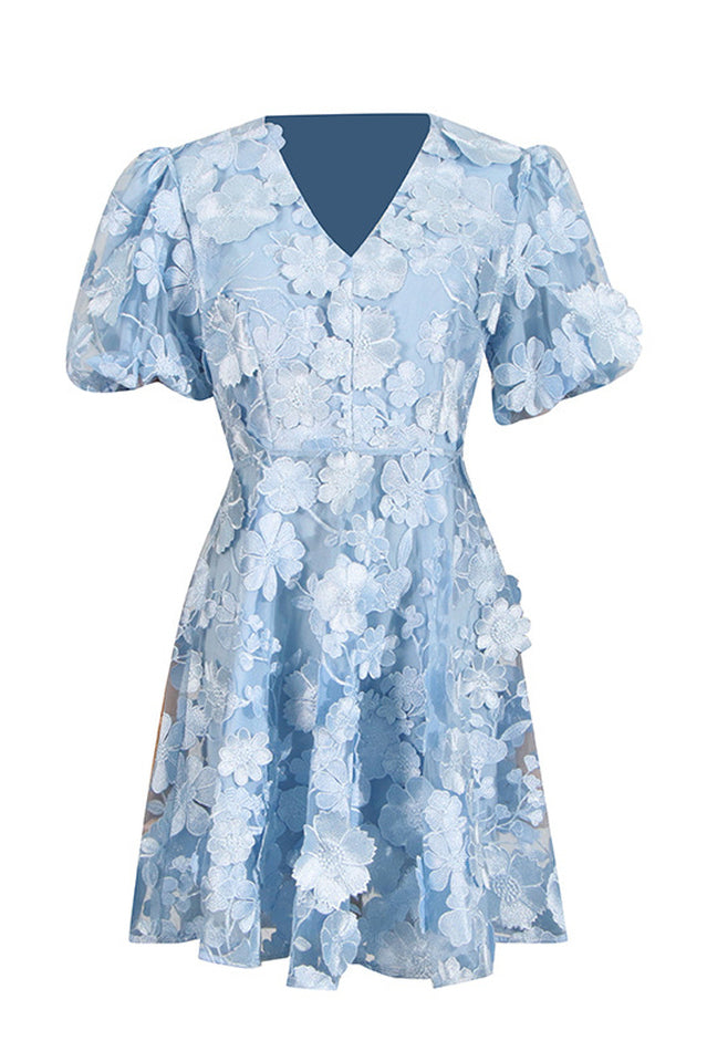 Chayan Flower Embroidery Mini Dress | Dress In Beauty