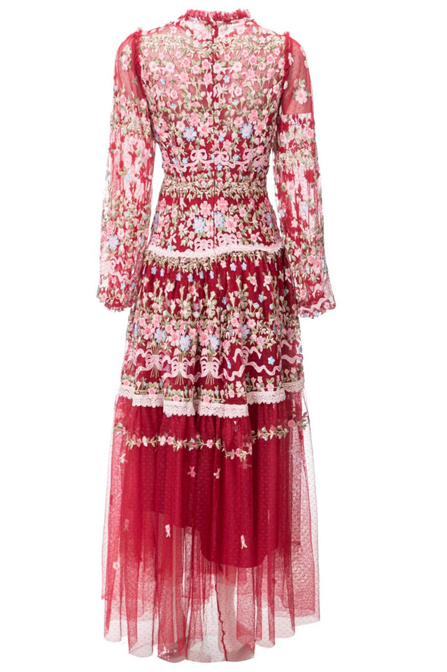 Garden 3/4 Sleeves Embellished Tulle Gown | Dress In Beauty