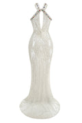 Bobbie White Halter Sequin Maxi Dress | Dress In Beauty