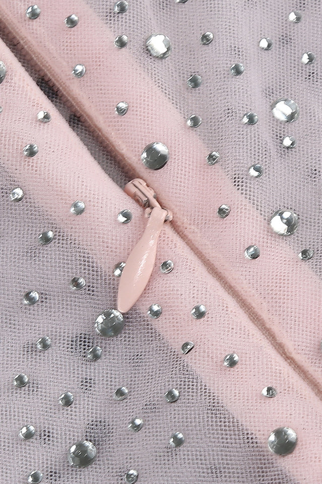 Brenden Pink Crystal Lace Midi Dress | Dress In Beauty