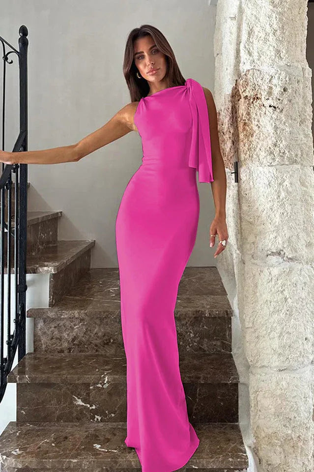 Asymmetrical Neckline Maxi Dress - View 10 | WEUXS