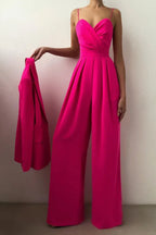 Women's Satin Wide Leg Jumpsuit - View 12 | WEUXS
