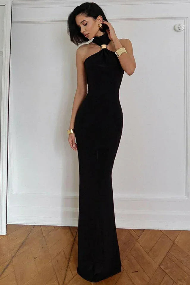 Beaded halter neck floor length dress - View 8 | WEUXS