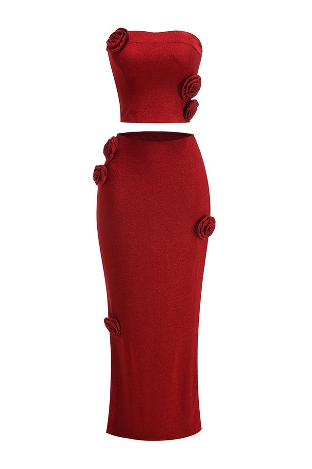 Roline Strapless Flowers Maxi Set | Dress In Beauty