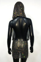 Sparkling Embellished Hooded Mini Dress - View 9 | WEUXS