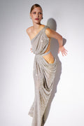 One Shoulder Sequins Cut Out Split Maxi Dress | Dress In Beauty