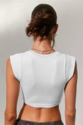 Notched Neck Cap Sleeve Cropped Tee | Dress In Beauty
