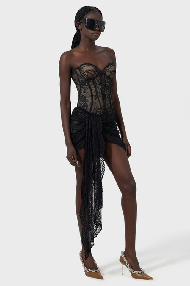 Black Bustier Dress With A Corset | Dress In Beauty