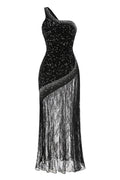 One Shoulder Shiny Sequin Lace Dress | Dress In Beauty