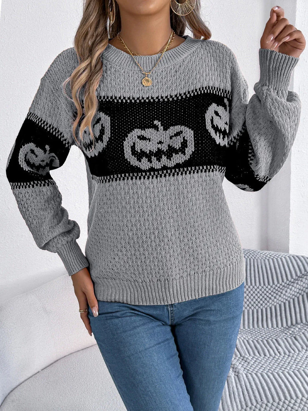 Festive Pumpkin Patch Knit Sweater - View 15 | WEUXS