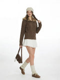 Cable knit cardigan with faux fur hood - View 6 | WEUXS