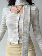 Marled Knit Cardigan & Scarf Set