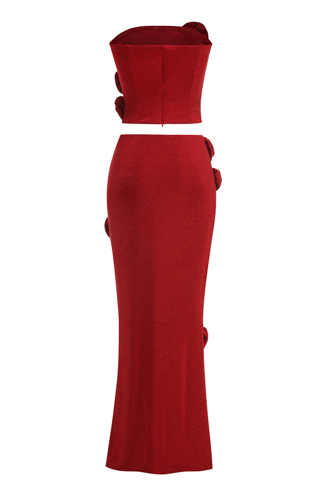 Roline Strapless Flowers Maxi Set | Dress In Beauty