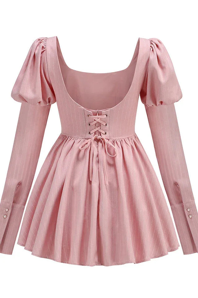 Puff Sleeve Crystal Corset Mini Dress - View 10 | WEUXS