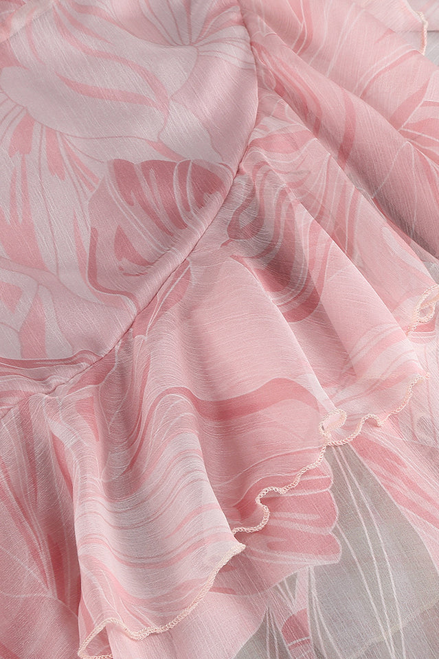 Printed Ruffle Asymmetric Maxi Dress | Dress In Beauty