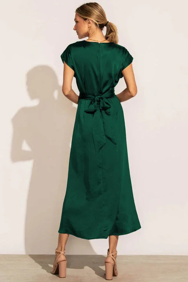 Scoop A-line Satin Bridesmaid Dress - WEUXS