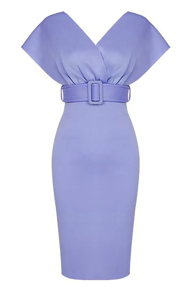 Off The Shoulder Belt Midi Dress | Dress In Beauty