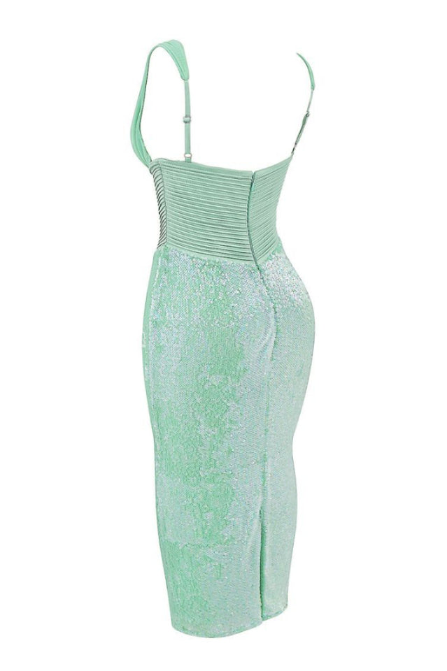 Thala Seafoam Sequin Corset Midi Dress | Dress In Beauty