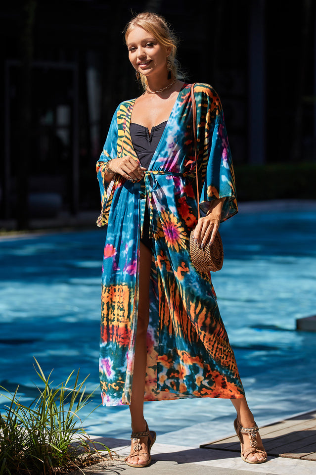 Tie Dye Belt Kimono Blouse (15 Colors) | Dress In Beauty