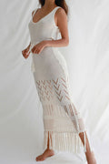 Tassel Hem Crochet Knit Cover Up Dress | Dress In Beauty