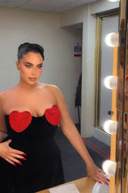 Red crystal heart mini dress - View 7 | WEUXS