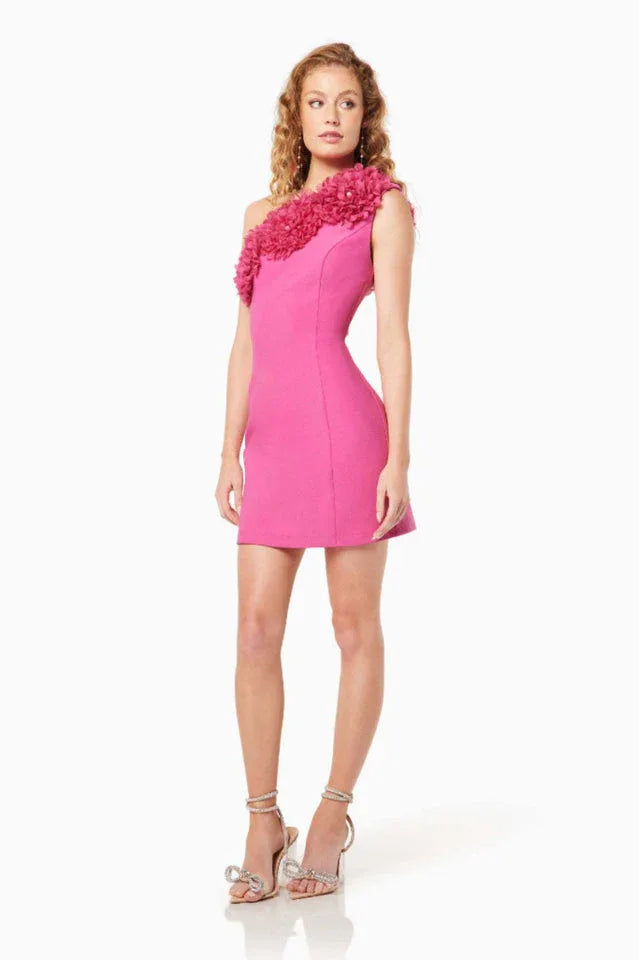 Nasrin One Shoulder Flower Mini Dress - WEUXS