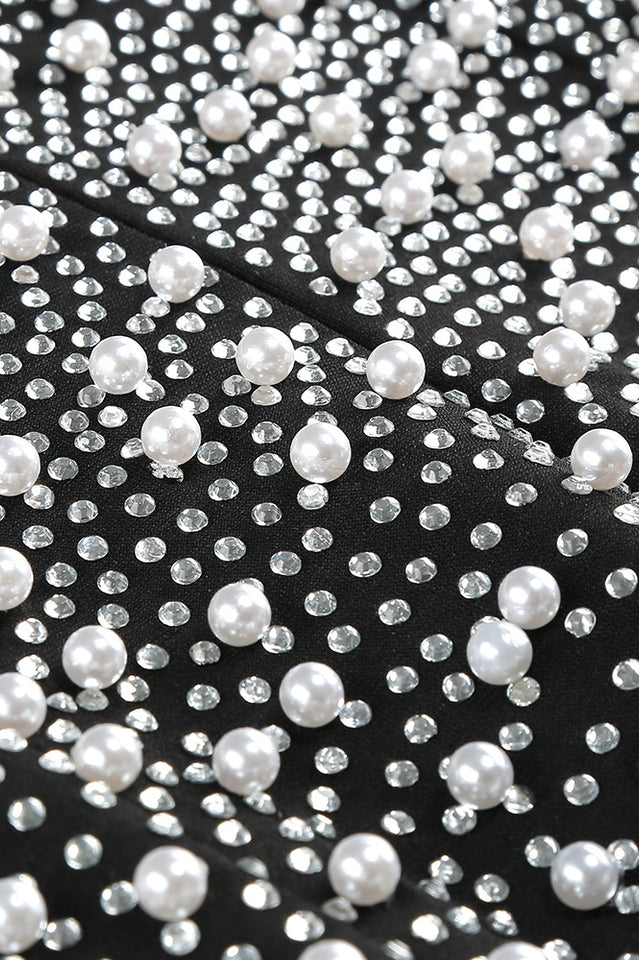 V-Neck Pearl Embellished Gown | Dress In Beauty