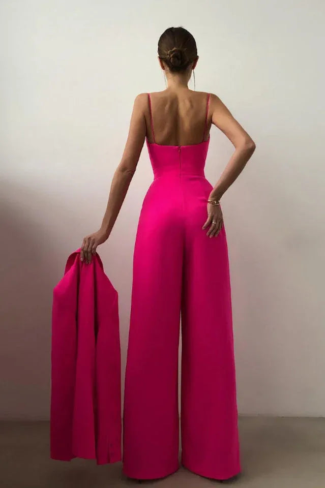 Women's Satin Wide Leg Jumpsuit - View 14 | WEUXS