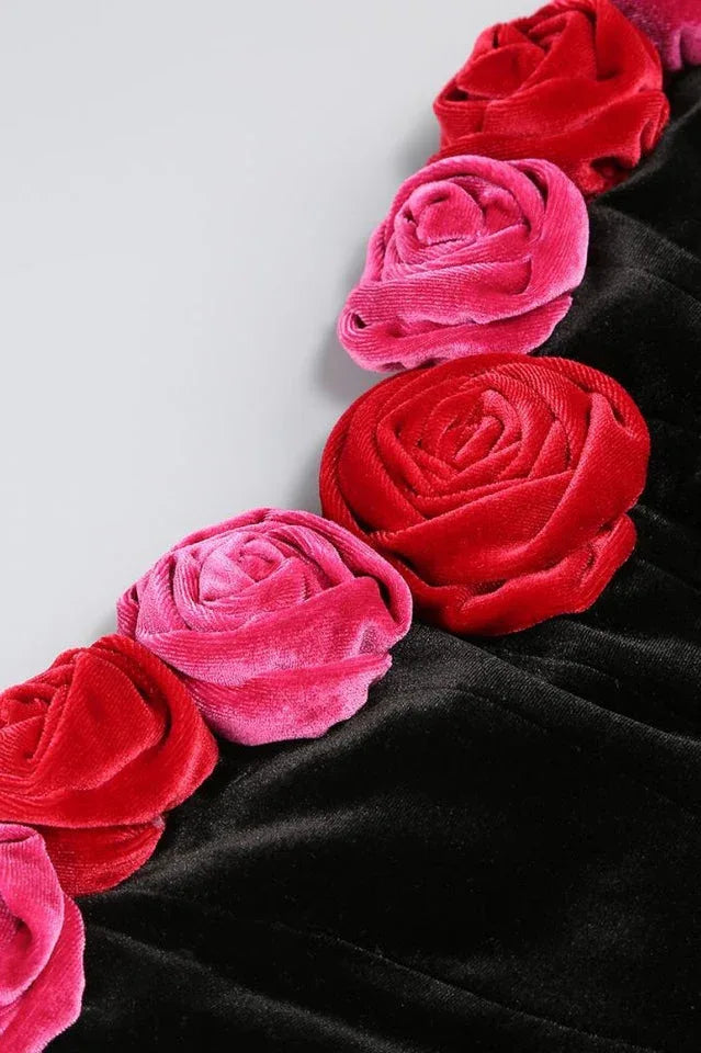 Floral Velvet Off Shoulder Mini Dress - View 11 | WEUXS