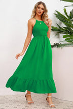 Smocked Crisscross Spaghetti Strap Dress - WEUXS
