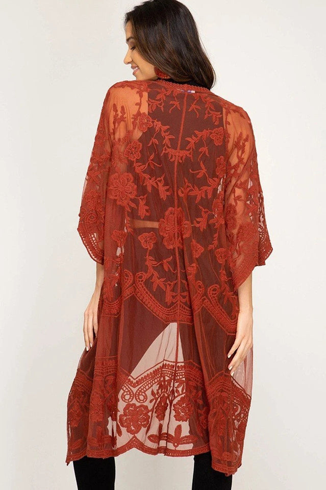 Hollow Out Lace Kimono Cover Up | Dress In Beauty