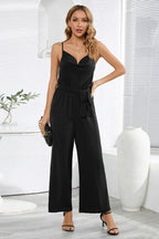 Women's Sleeveless Tie-Waist Wide Leg Jumpsuit - View 9 | WEUXS
