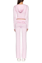 Zipper V-Neck Hoodie and Track Pant Set - View 8 | WEUXS