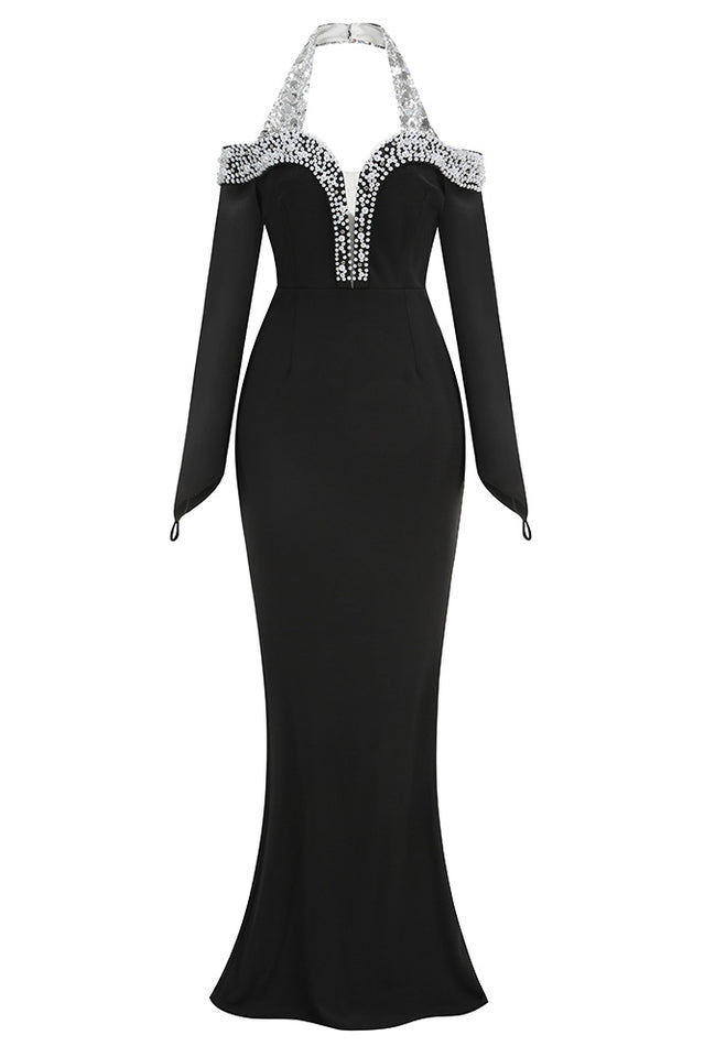 Halter Pearl Crystal-Trim Gown | Dress In Beauty