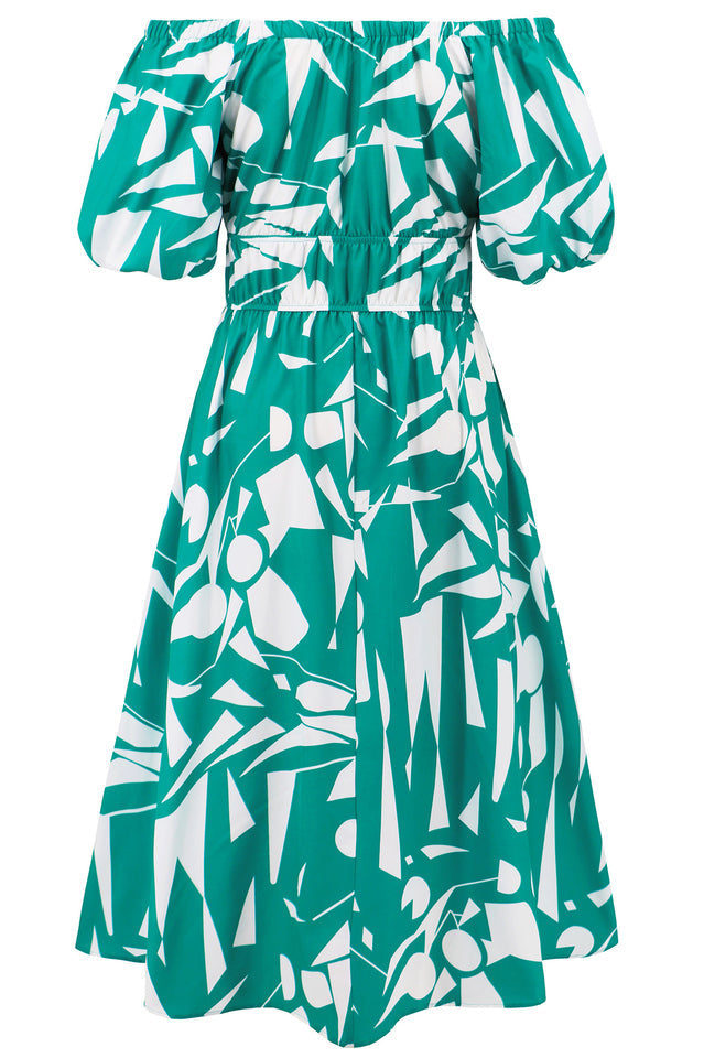 Printed Off Shoulder Balloon Sleeve Dress | Dress In Beauty