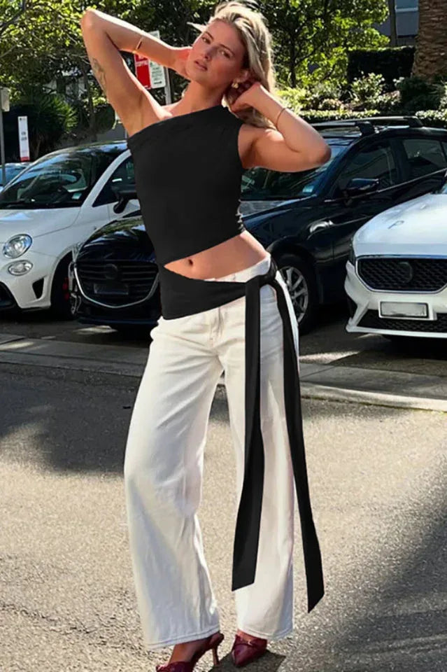 Asymmetrical one shoulder top - View 10 | WEUXS