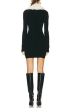 Ribbed knit mini dress with zipper collar - View 11 | WEUXS