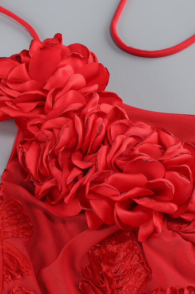 Halter 3D Floral Embroidered Gown | Dress In Beauty