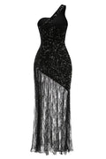 One Shoulder Shiny Sequin Lace Dress | Dress In Beauty