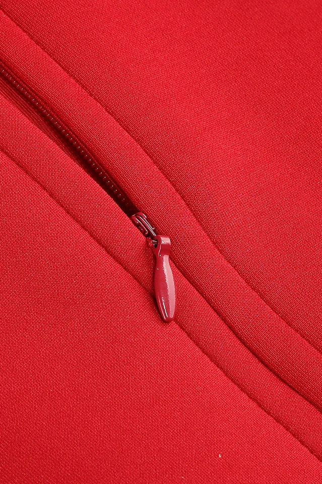 Hilary Red Appliqued Shift Mini Dress - WEUXS