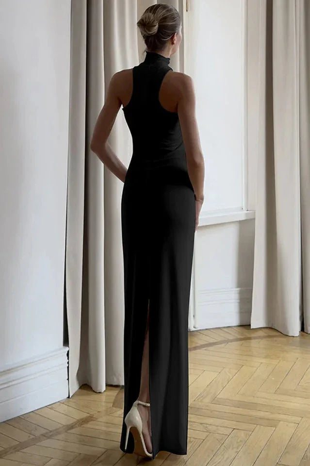Beaded halter neck floor length dress - View 10 | WEUXS