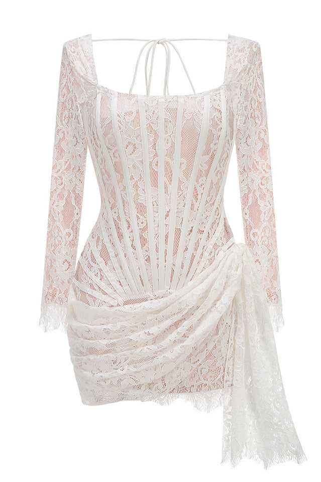 Sweetheart Long Sleeve Lace Mini Dress | Dress In Beauty