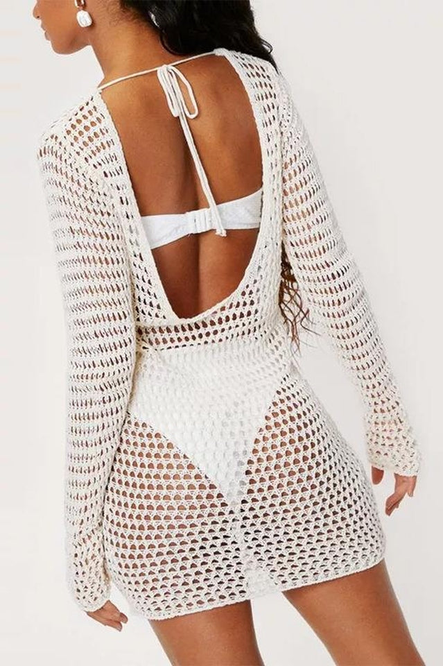Crochet Low Back Beach Cover Up Dress | Dress In Beauty